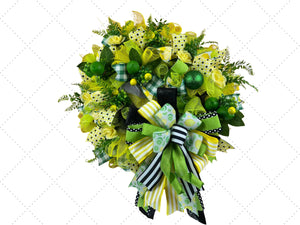 Lemon Lime Summer Wreath | Citrus Front Door Decor handmade by Bouge Creations