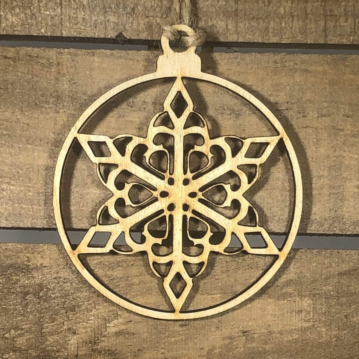 Circle Snowflakes Wooden Christmas Ornament | Winter Holiday Decor
