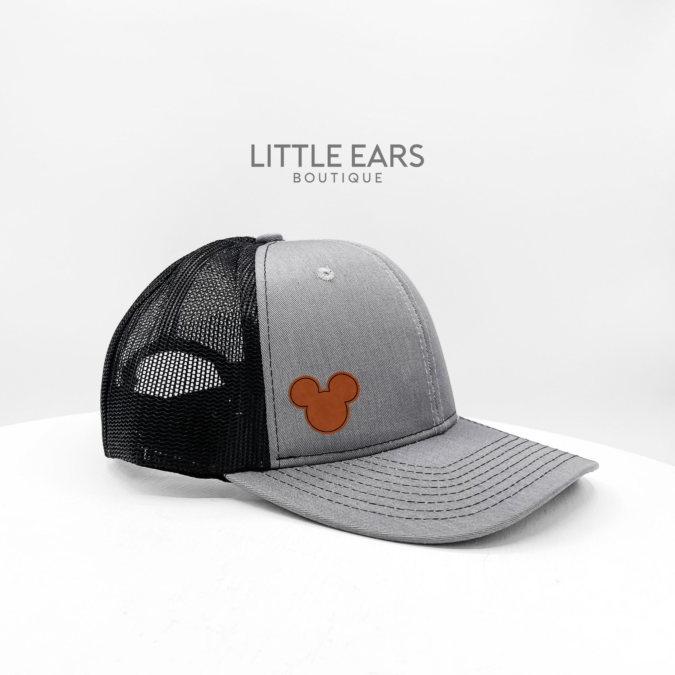 Corner Mickey theme park trucker hat detail by Little Ears Boutique