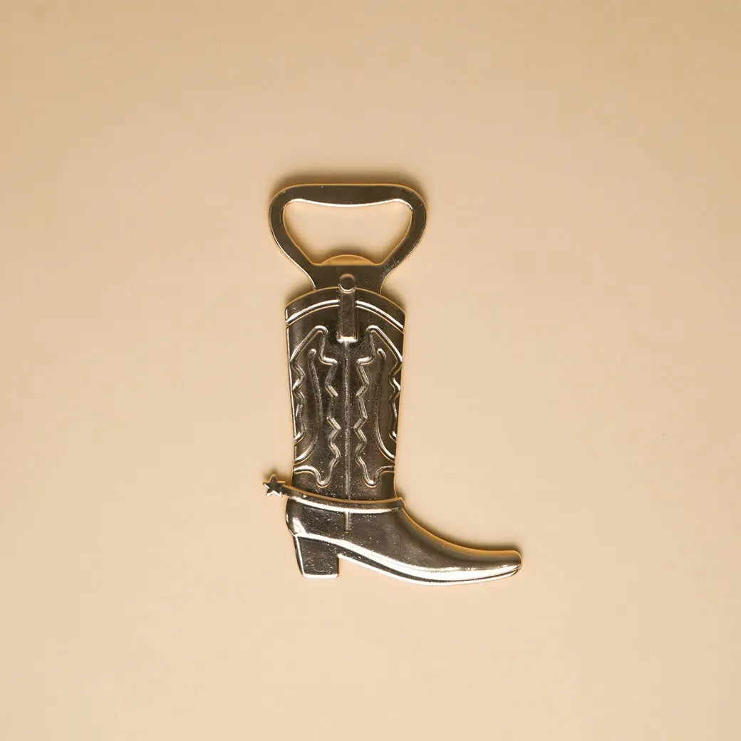 Gold cowboy boot shaped bottle opener