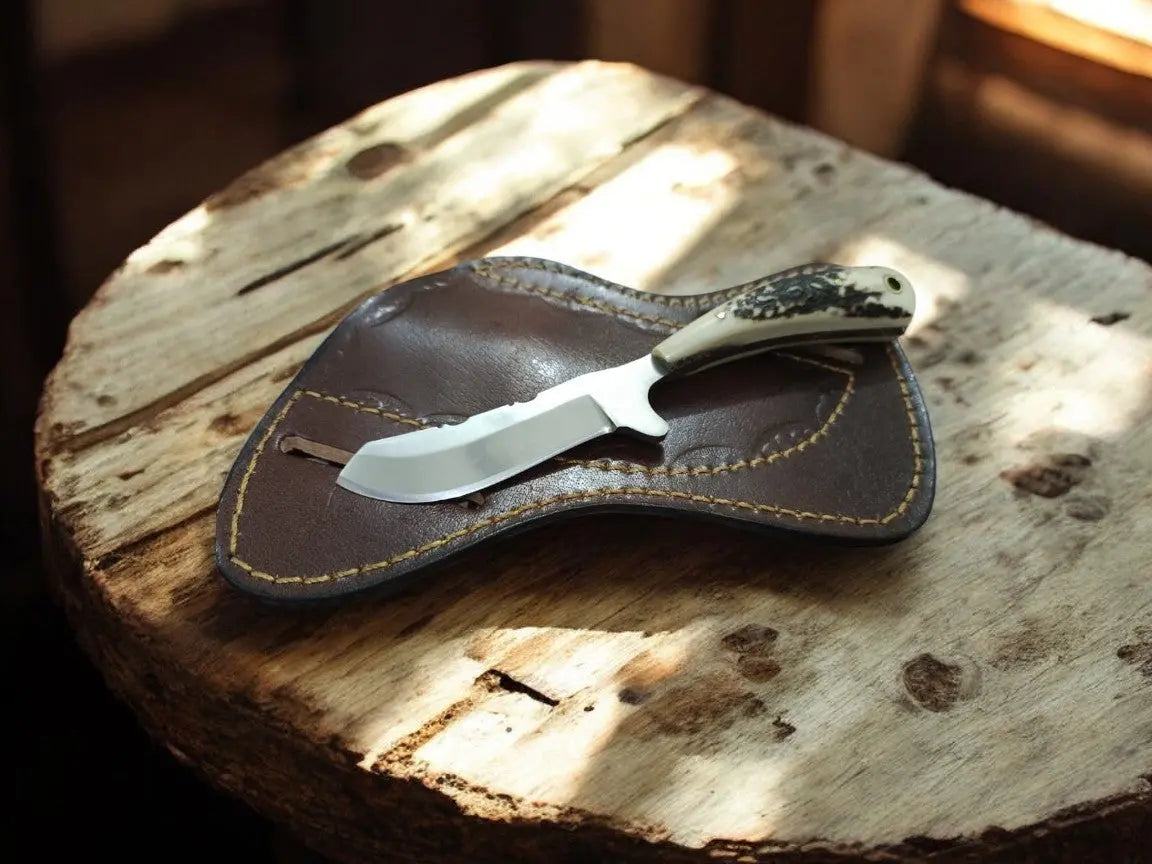 cowboy knives – D2 Steel & Antler Handle Damascus Knife Store