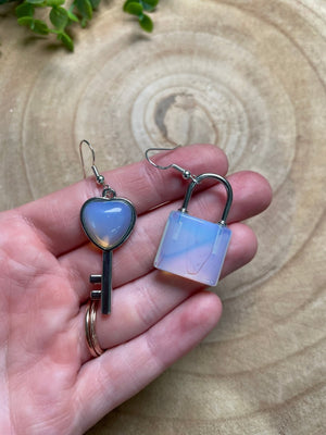 Crystal Heart Locket Earrings