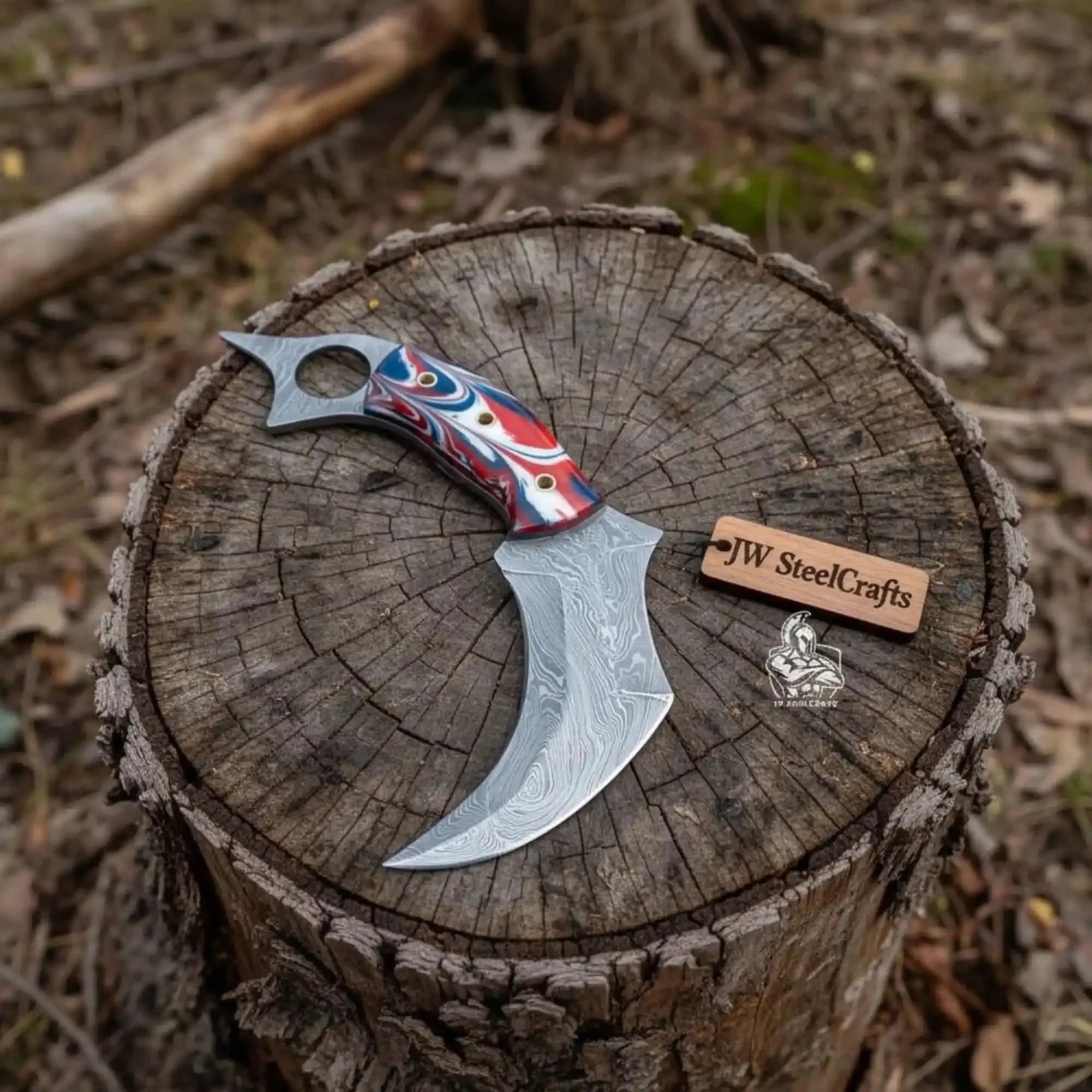 Custom Hand Forged Du Hoc Karambit Knife by JW SteelCrafts, Damascus knife main product photo