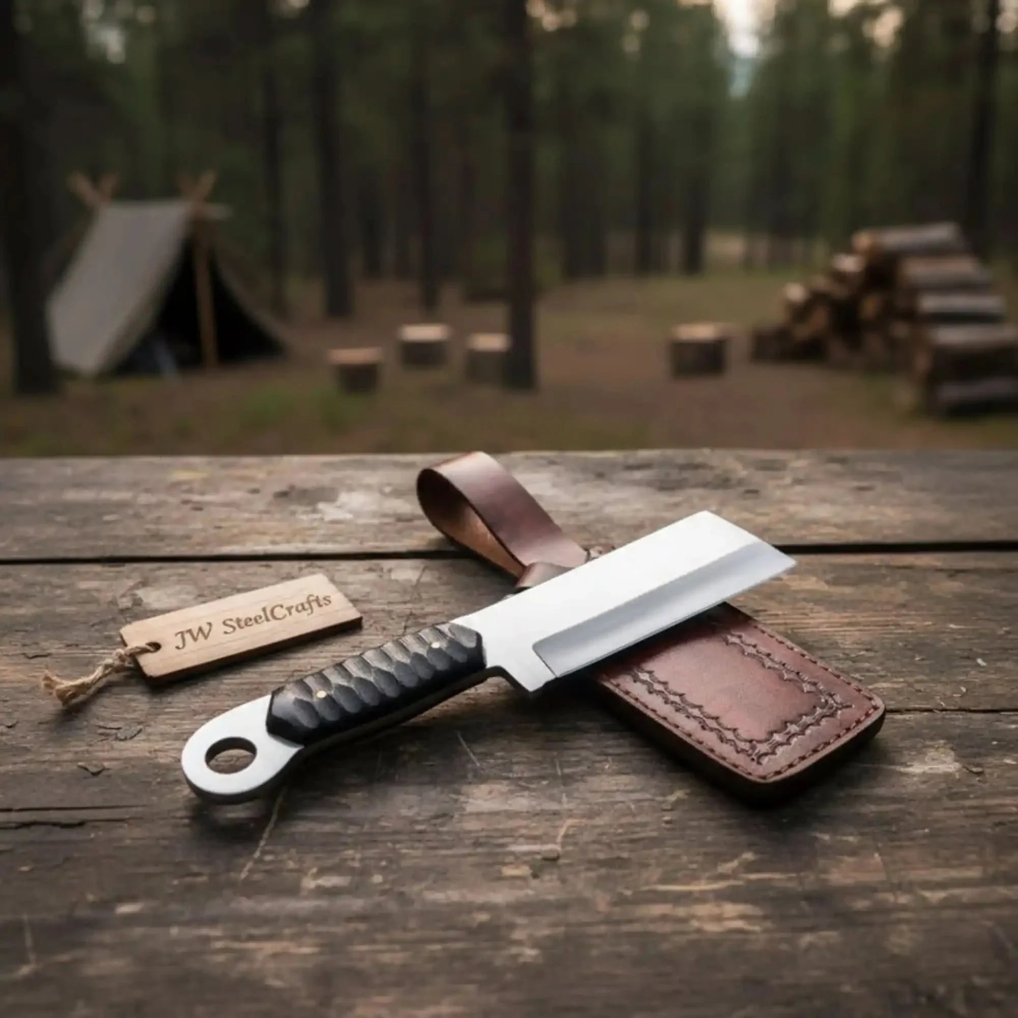 Custom hand Made D2 Steel Tanto knife MB-0094 by JW SteelCrafts, Damascus knife main product photo