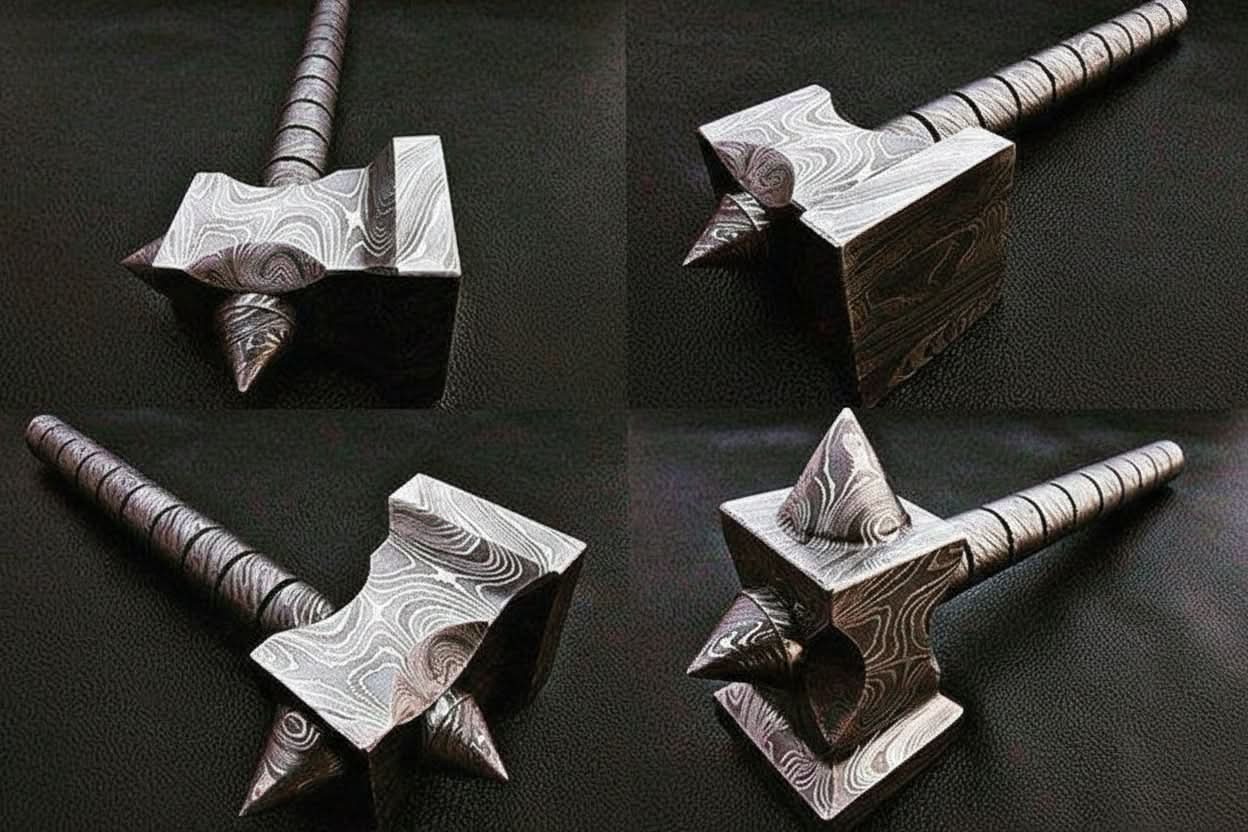 Custom hand made Damascus steel hammer DK-0081 by JW SteelCrafts, Southern lifestyle apparel main product photo