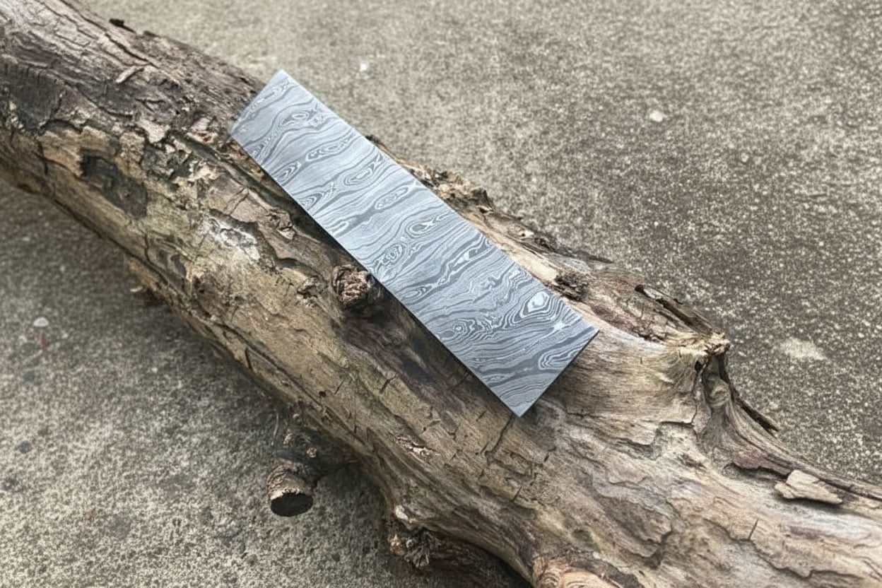 Custom Handmade Damascus Steel 10” Blank Billet- Blade For Knife Making DE-46 by JW SteelCrafts, Damascus knife detail photo 2