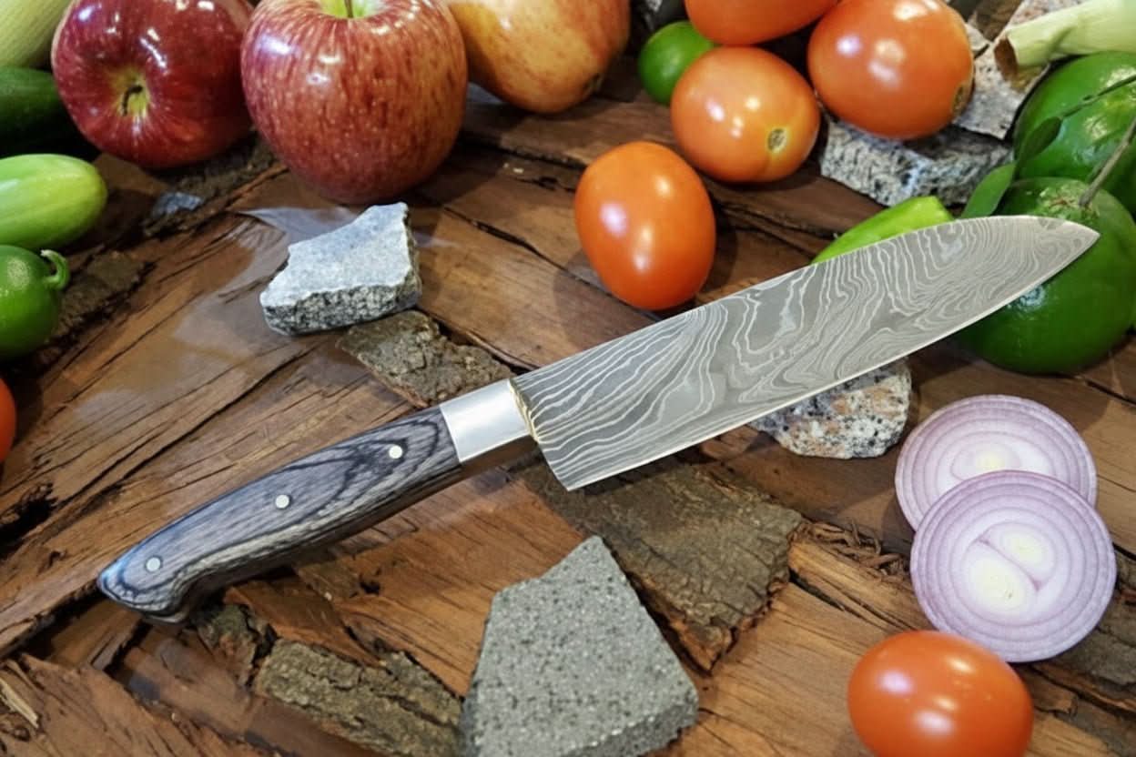 Custom Handmade Damascus Steel Chef knife/Kitchen Knife/Perfect Gift DK-060 by JW SteelCrafts, Damascus knife main product photo