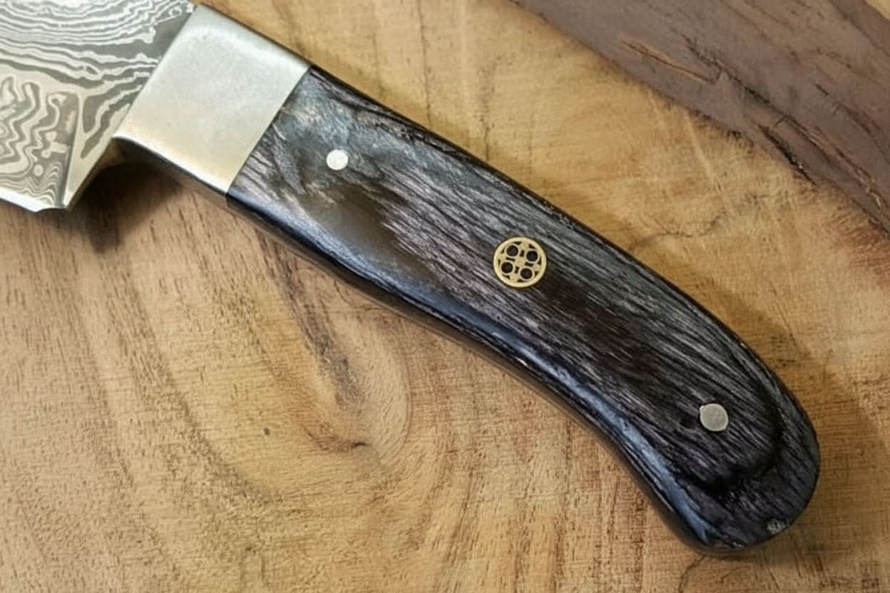 Custom Handmade Damascus Steel Full Tang Chef Knife / Vegetable Knife / Kitchen Knife DK-0128 by JW SteelCrafts, Damascus knife detail photo 2