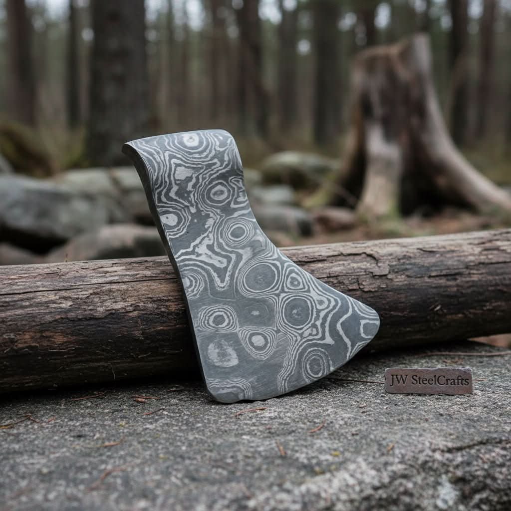 Custom Handmade Damascus Steel Viking Axe Pendant / Perfect gift DE-0011 by JW SteelCrafts, handmade jewelry detail photo 2
