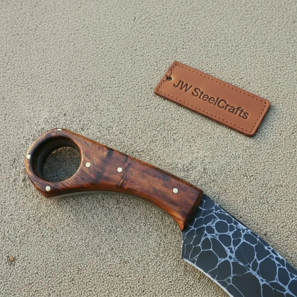 Custom Handmade Karambit knife/fighting knife by JW SteelCrafts, Damascus knife detail photo 2