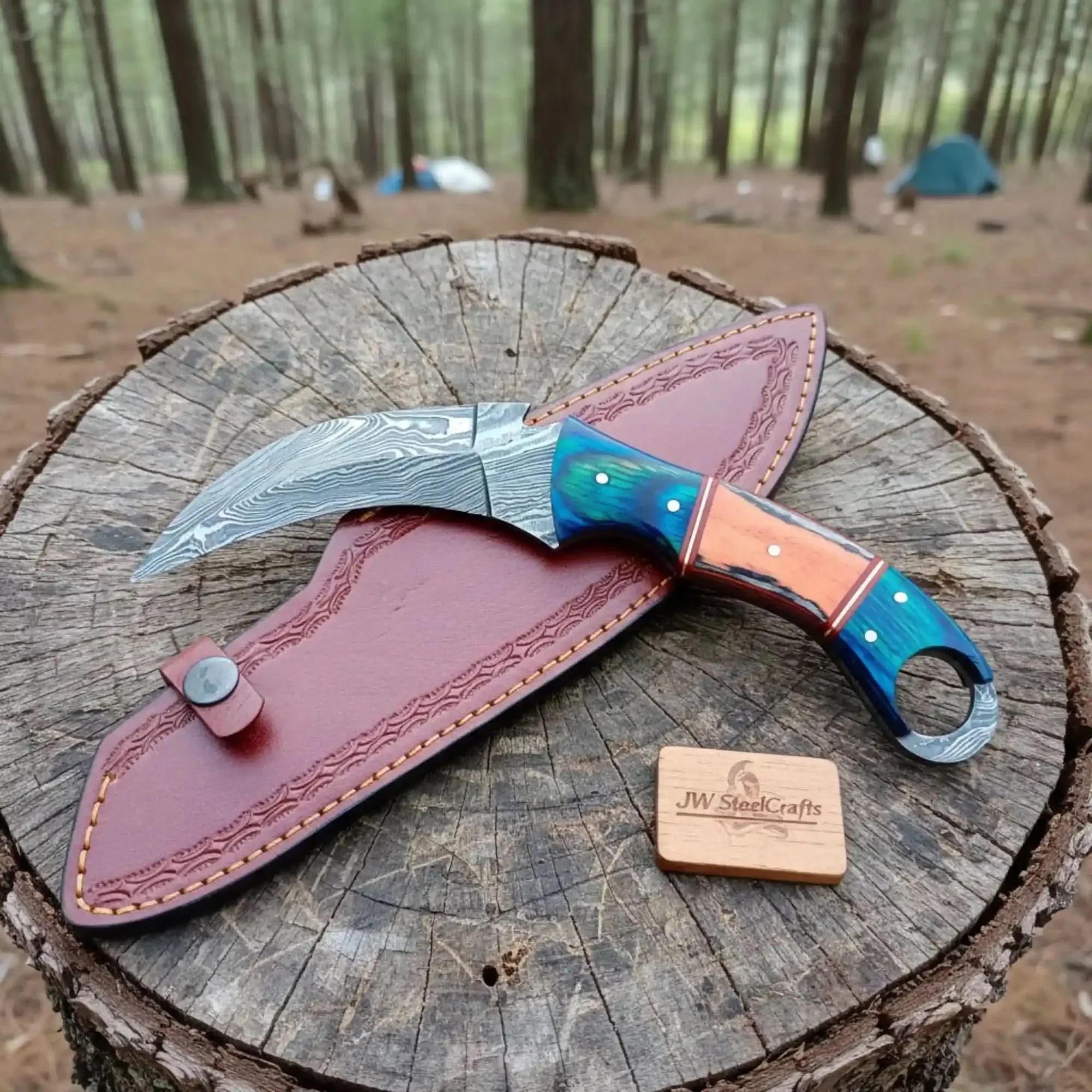Custom made Hand forged Karambit Knife by JW SteelCrafts, Damascus knife main product photo