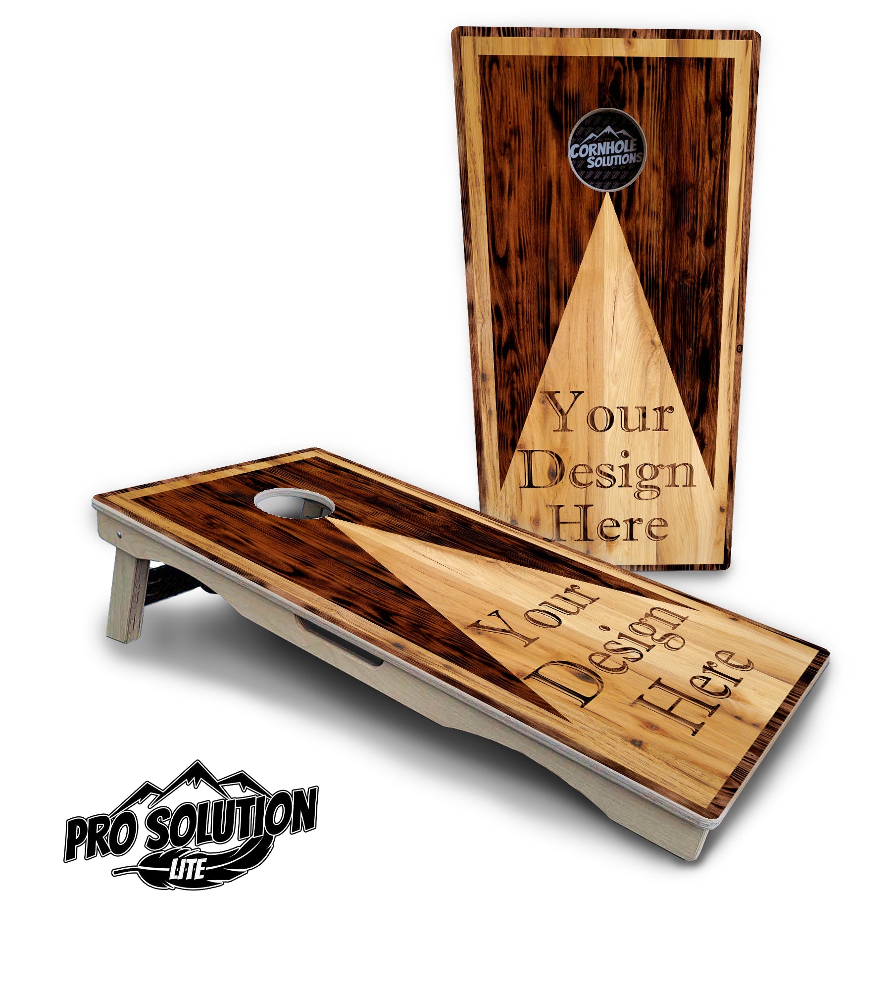 Custom Wooden Triangle Cornhole Boards - Pro Solution Lite Series by Cornhole Solutions, custom cornhole board main product photo