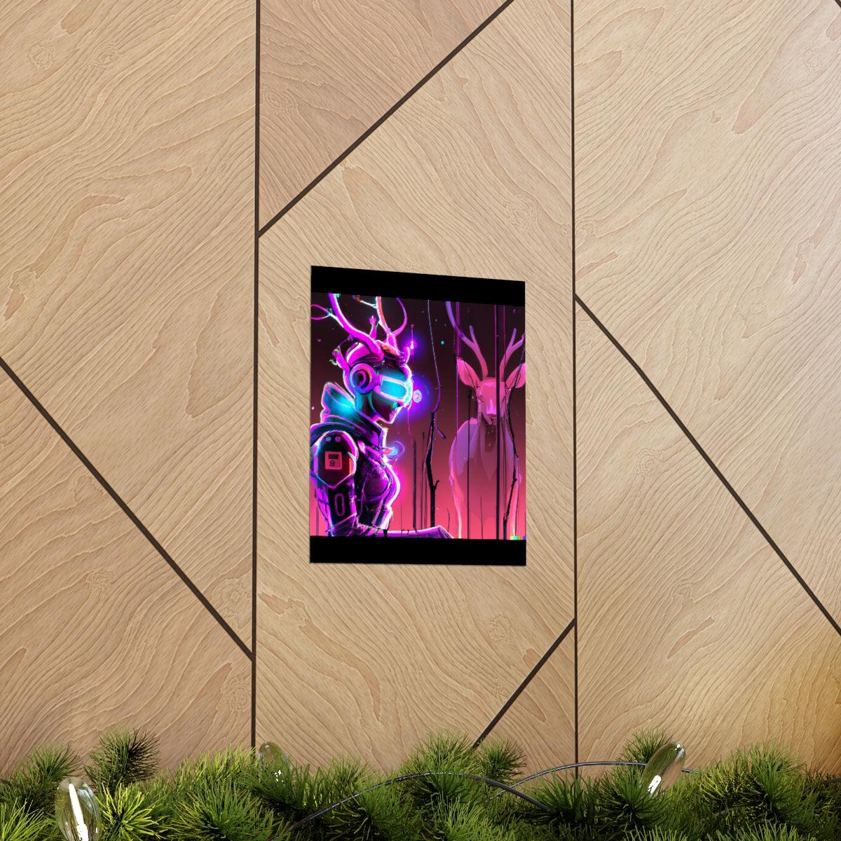 futuristic woman and deer Posters