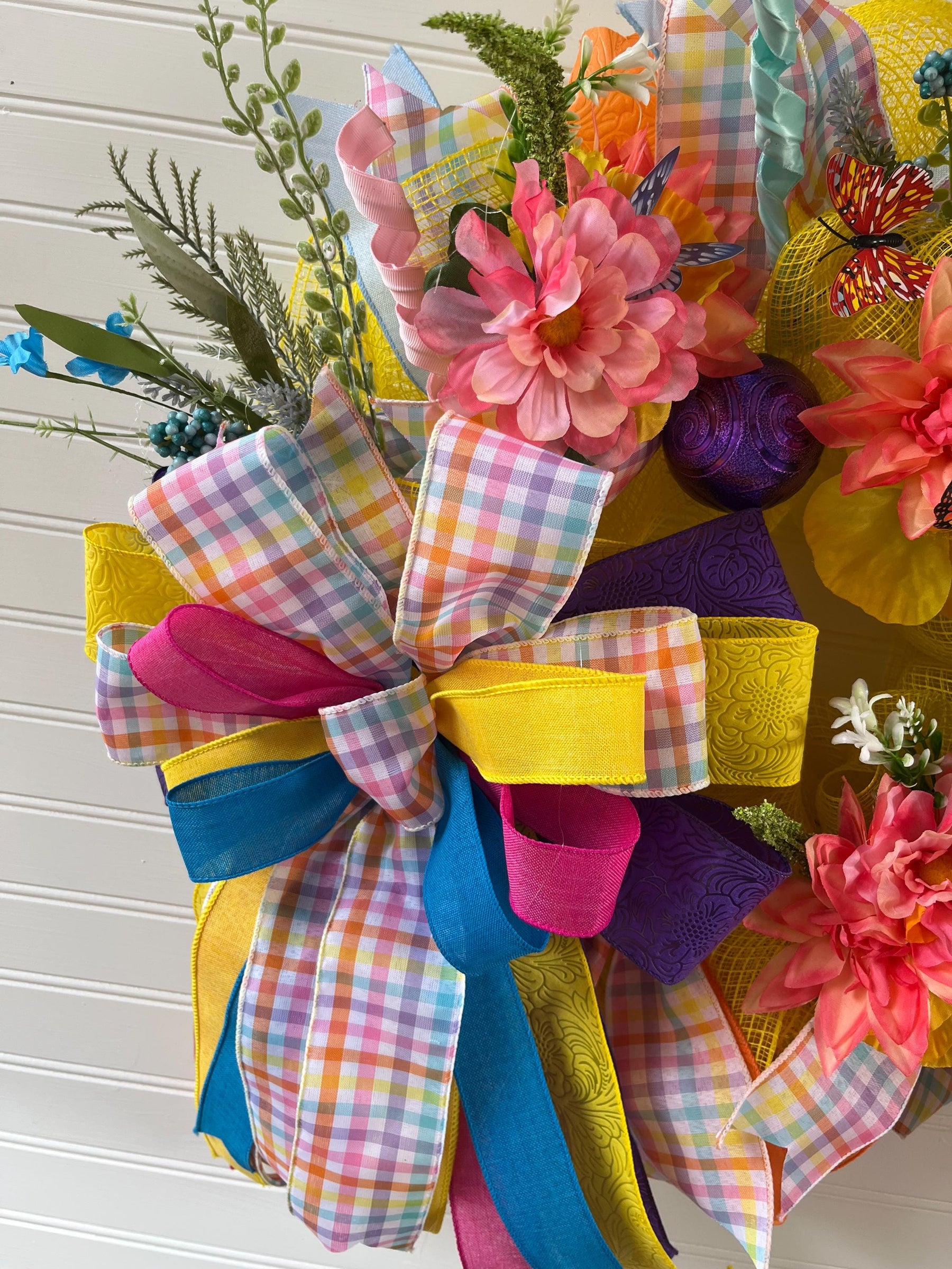Easter Bunny Wreath | Pastel Spring Front Door Decor by Bouge Creations, view 8