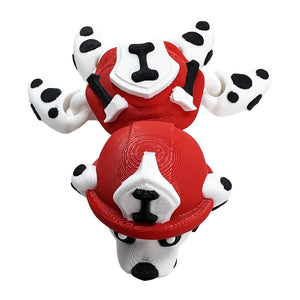 Top view of Dalmatian firefighter turtle articulated 3D printed toy with bone details