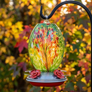 Meadow Confetti Olive Glass Hummingbird Feeder