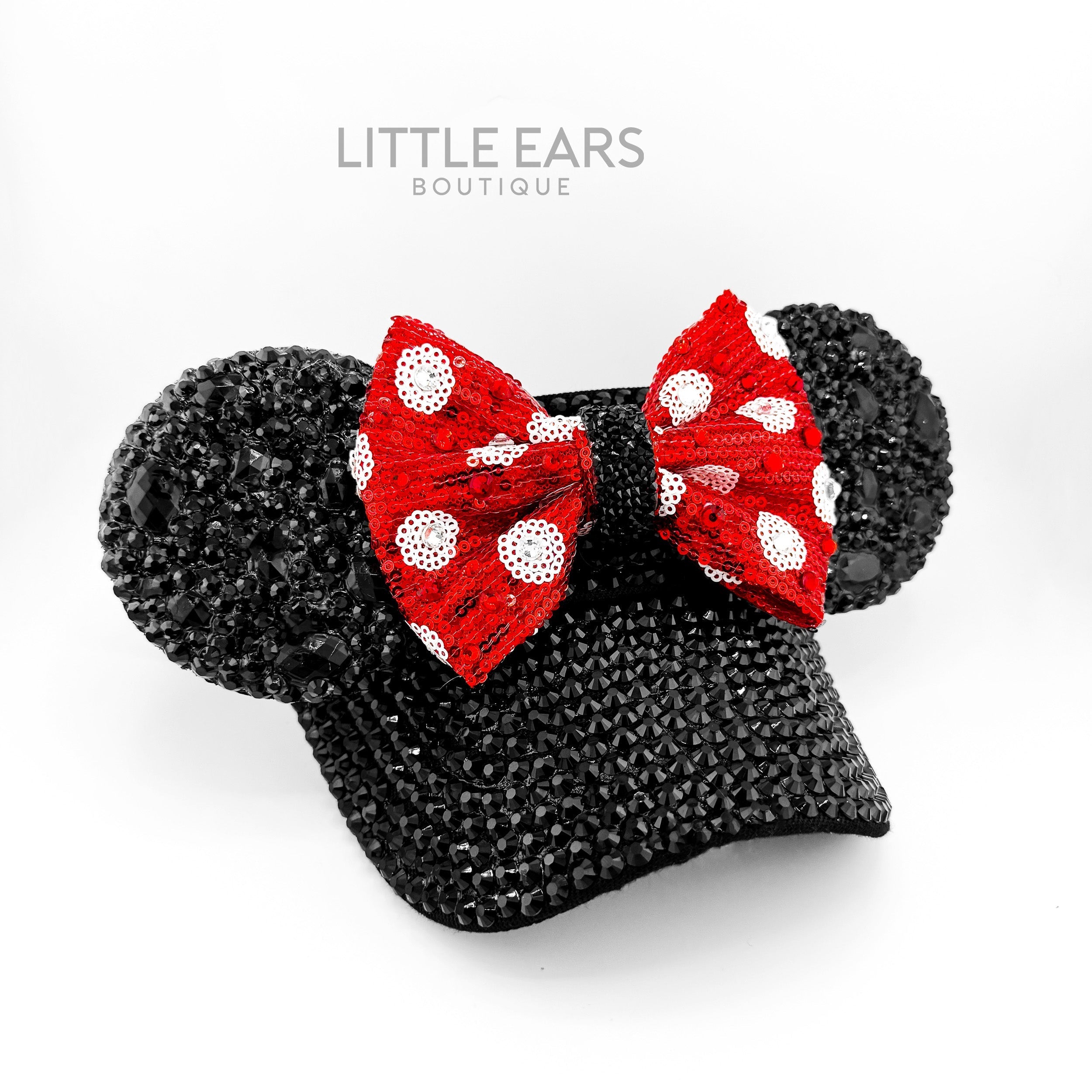 Deep Black Sparkle Visor by Little Ears Boutique, custom hat detail photo 2