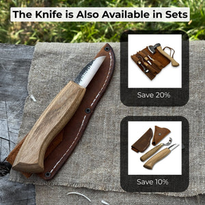 Detail Wood Carving Knife with Leather Sheath, Blade 5 cm (1.97 inches)