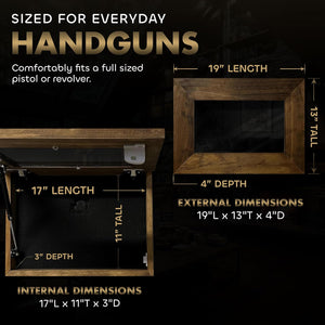 Wall Mounted Pistol Display Case - Handcrafted Gun Cabinet with Magnetic Lock for Secure Storage - Quick Access Gun Display Case with Mount & Customizable Foam Inserts - Made in USA