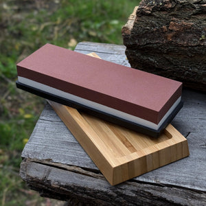 Double-Sided Sharpening Stone with Optional Wooden Stand – Grit #3000 / #8000