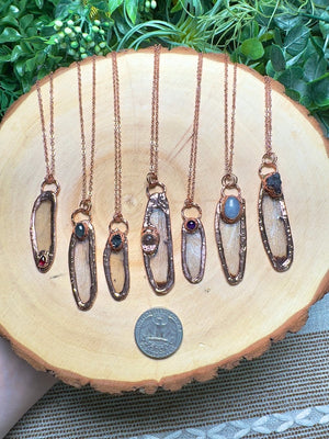 Dragonfly Wing and Garnet Necklace detail view by Copper Ashes