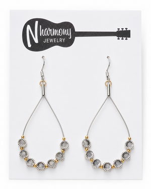 Silver and Gold Guitar String Hoop Earrings by N Harmony Jewelry, handmade jewelry detail photo 3