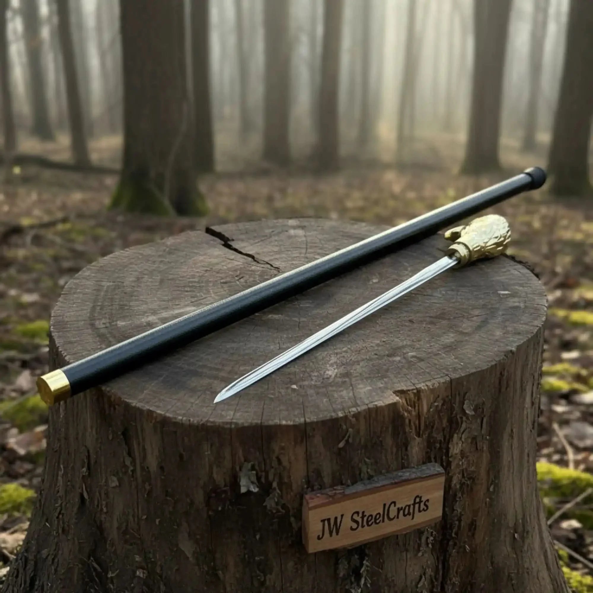 Eagle Head Walking Cane Sword | Handmade Hidden Steel Blade by JW SteelCrafts, Southern lifestyle apparel main product photo