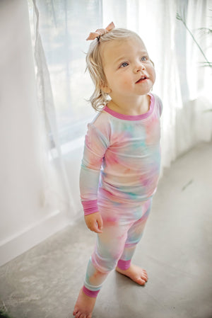 Cotton Candy Tie Dye | Two-Piece Pajama Set by Boosh Baby image 2