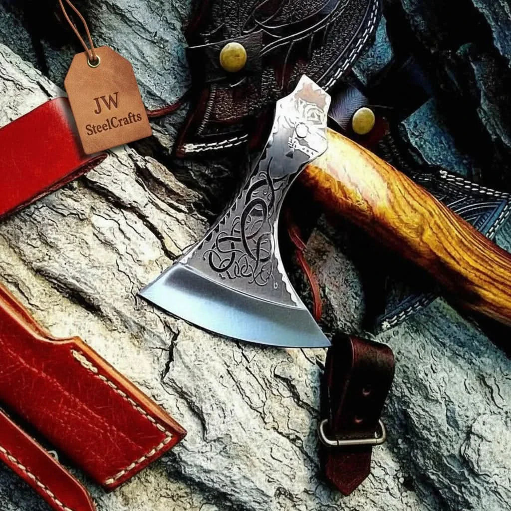 Single-Bit Viking Bearded Axe by JW SteelCrafts, handmade axe detail photo 2