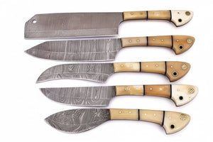 EST Custom Handmade Damascus Steel Beautiful 5Pcs. Kitch DK-0011