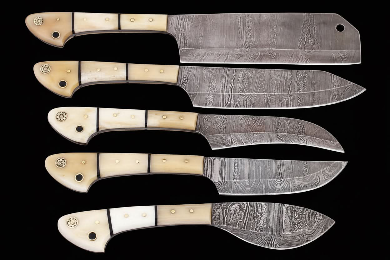 EST Custom Handmade Damascus Steel Beautiful 5Pcs. Kitch DK-0011 by JW SteelCrafts, Southern lifestyle apparel main product photo