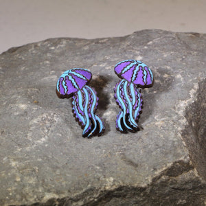 Jellyfish Wooden Earrings | Ocean Sea Life Jewelry
