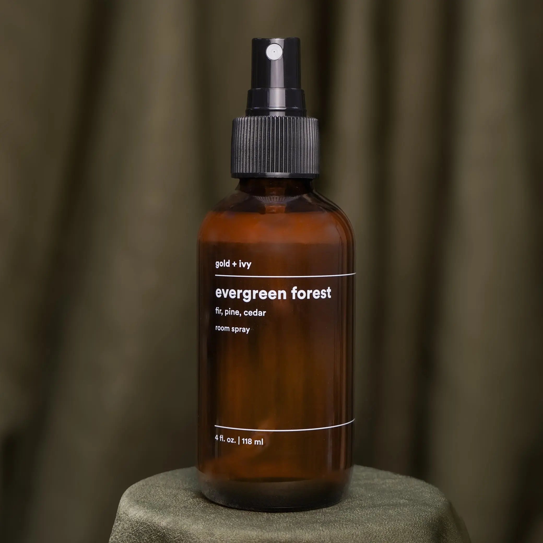 Evergreen forest room + linen spray by gold + ivy, room spray main product photo