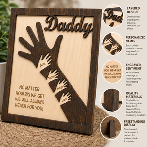 Personalized Reach for Daddy Wood Plaque with Children's Name