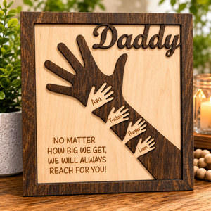 Personalized Reach for Daddy Wood Plaque with Children's Name