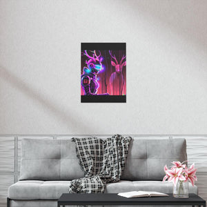futuristic woman and deer Posters