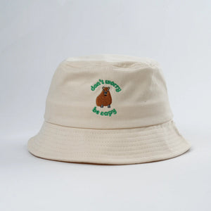 Don't Worry, Be Capy embroidered bucket hat for kids and adults