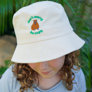 Additional view of Don't Worry, Be Capy embroidered bucket hat for kids and adults