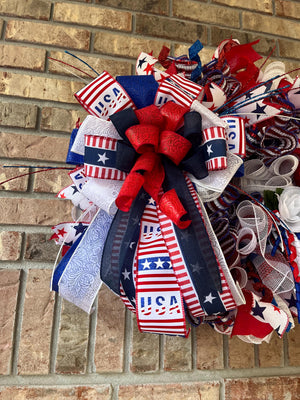 Patriotic 4th of July Wreath | Stars & Stripes Door Decor by Bouge Creations, view 3