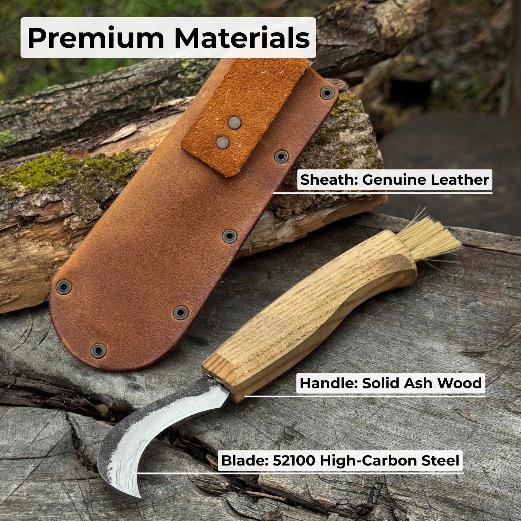 Forged Mushroom Knife with Brush, 6.5 cm (2.56 inches)