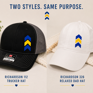 Down Syndrome Awareness Hat, Blue and Yellow Chevron Patch Hat