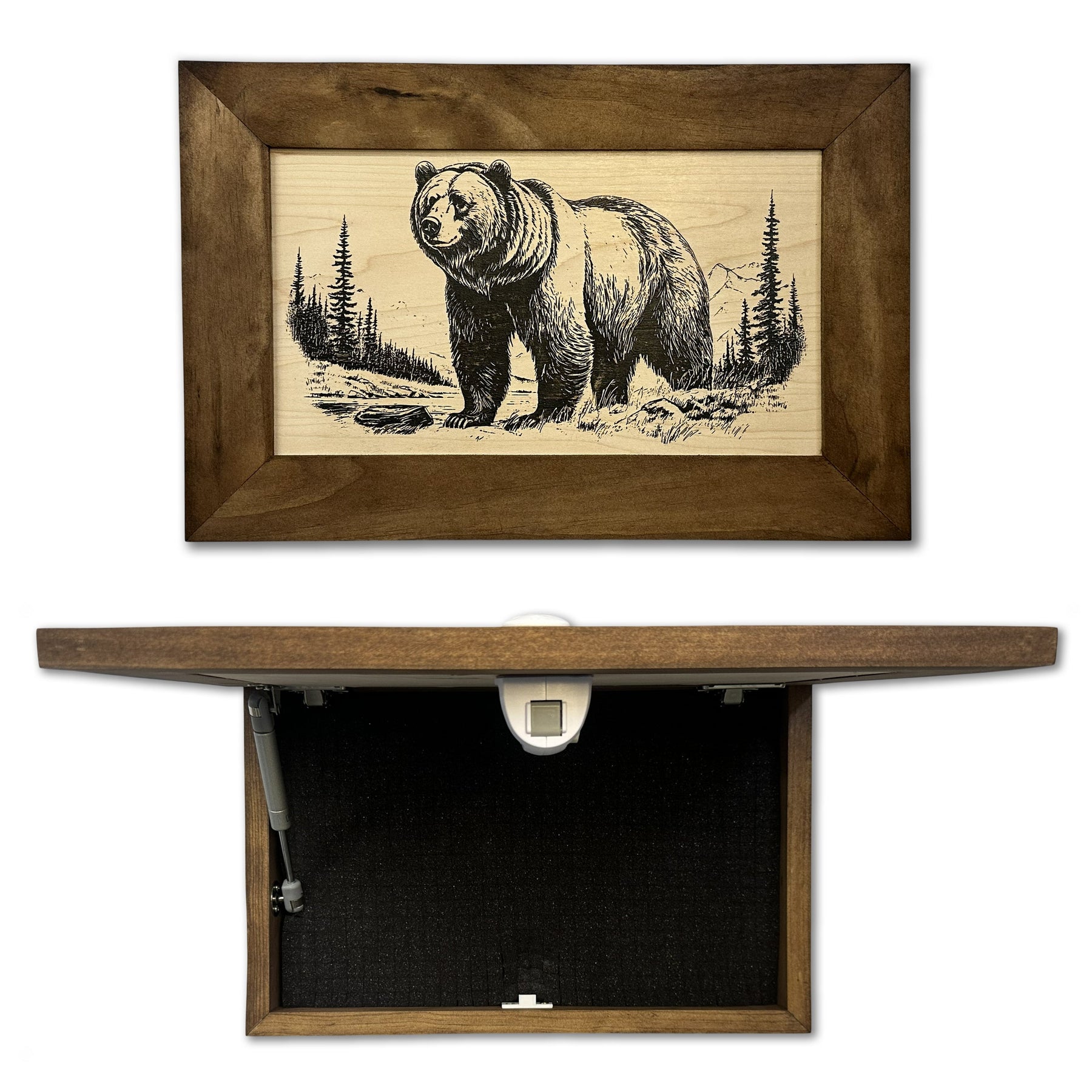 Grizzly Bear Gun Concealment Furniture - Handcrafted Hidden Gun Storage Wall Decor - Hidden Safe Furniture with Magnetic Lock for Quick Access - Made in USA