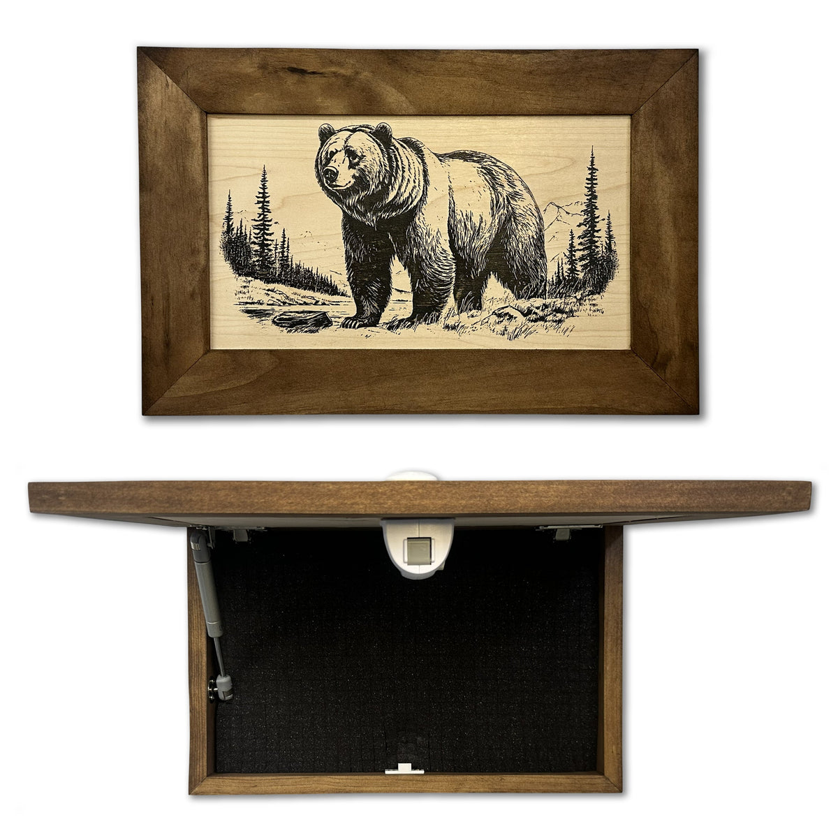 Grizzly Bear Gun Concealment Furniture - Handcrafted Hidden Gun Storage Wall Decor - Hidden Safe Furniture with Magnetic Lock