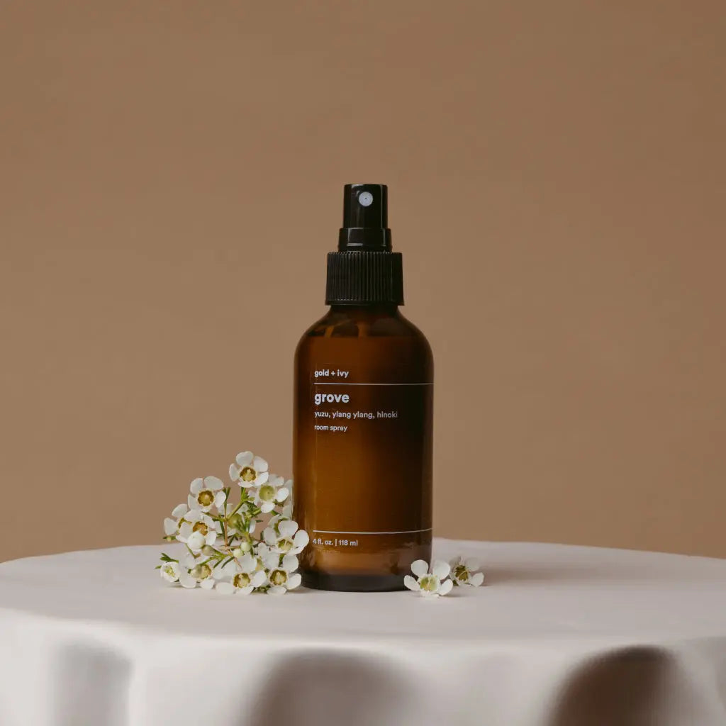 Grove room spray by gold + ivy, scented candle detail photo 2