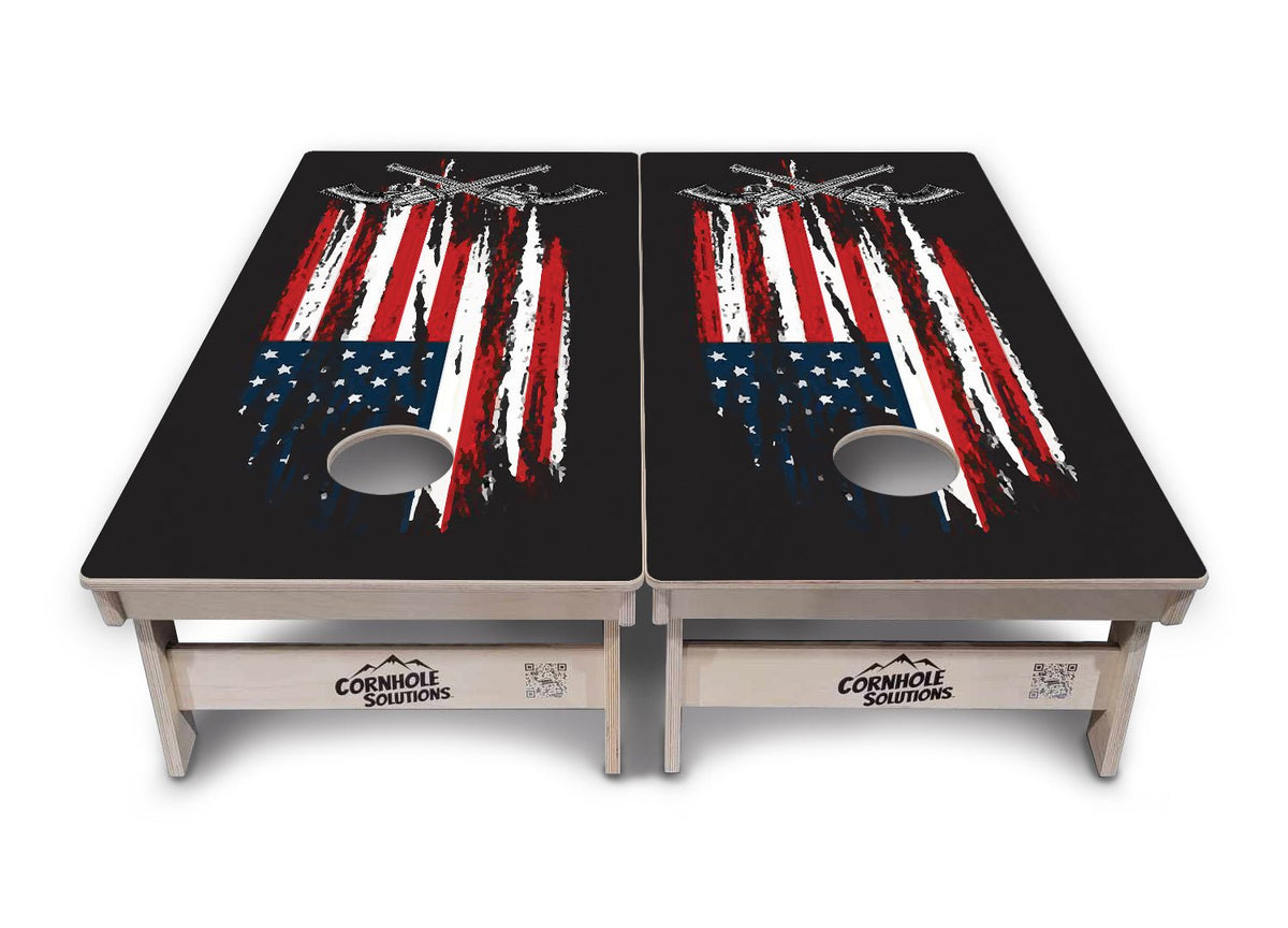 Guns & Flag Cornhole Boards – Tournament Series