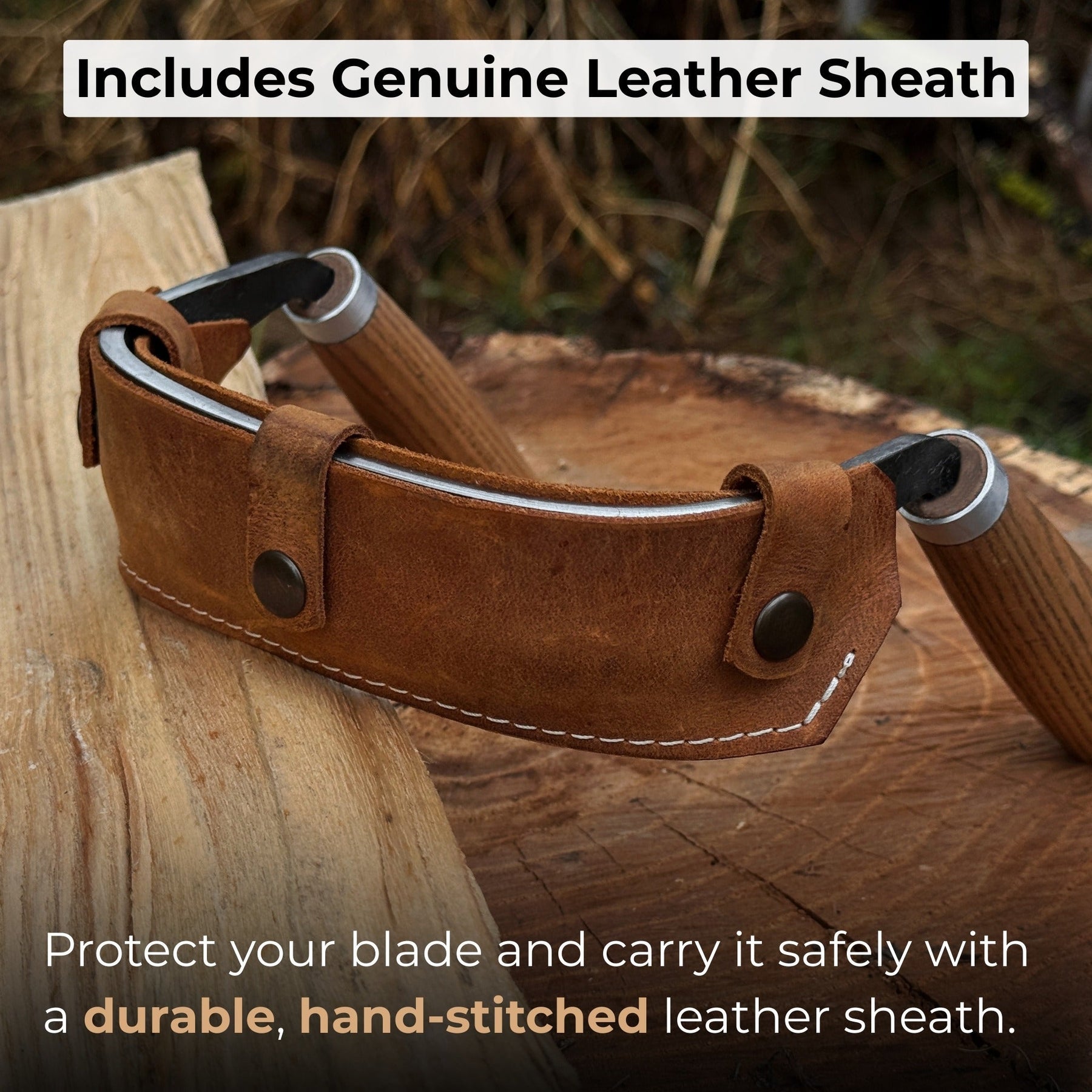 Half-Rounded Drawknife (Inshave) with Leather Sheath, 15 cm (5.9 inches)