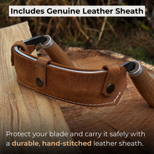 Half-Rounded Drawknife (Inshave) with Leather Sheath, 15 cm (5.9 inches)