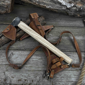 Hand-Forged Bushcraft Hatchet with Leather Back Sheath, 0.74 kg (1.63 lb)