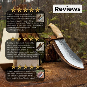 Hand-Forged Bushcraft Knife, 17 cm (6.7 inches) with leather sheath