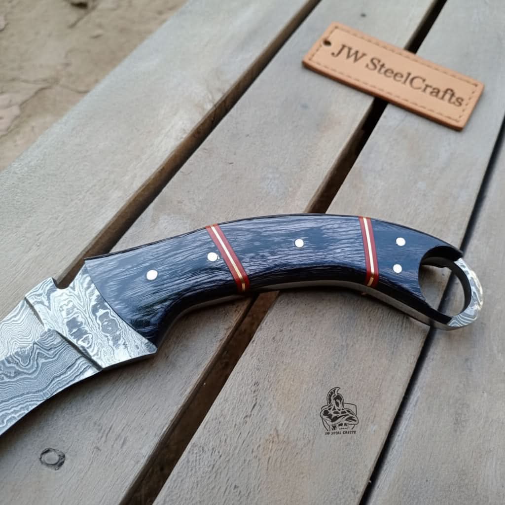 Hand Forged Karambit Knife By JW Steel Crafts by JW SteelCrafts, Damascus knife detail photo 2